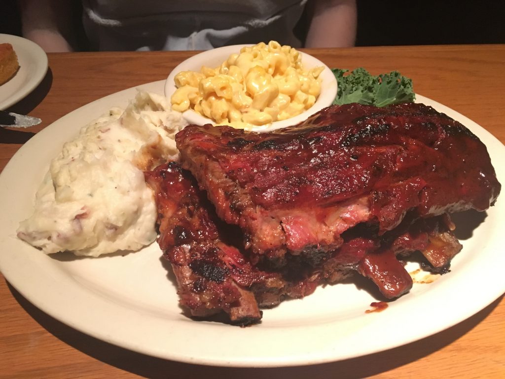 Two kinds of ribs. I think the ones on top are baby back.