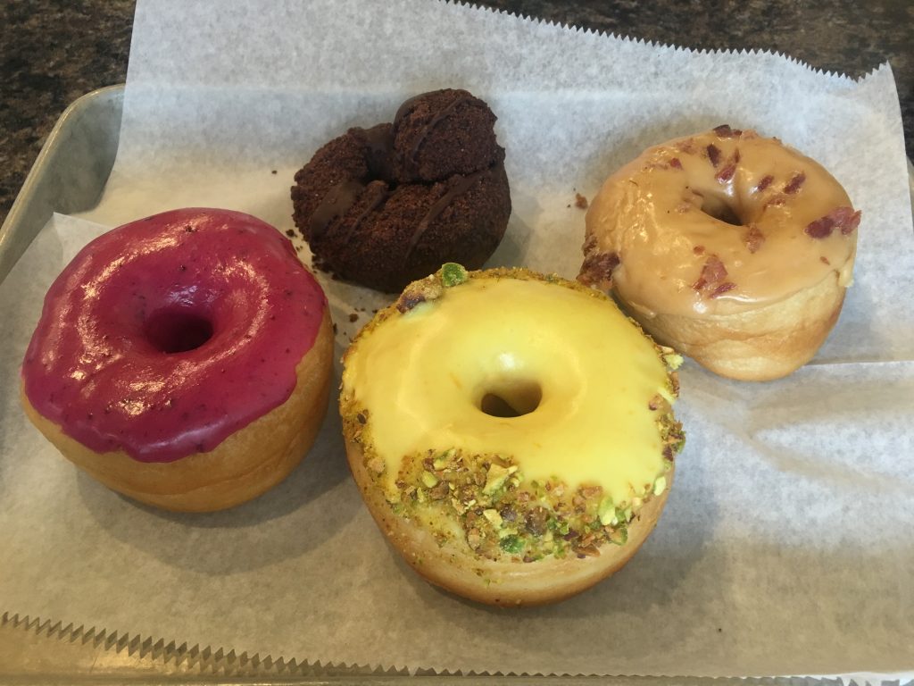 CW from TL: Triple Chocolate, Caramel Bacon, Orange Pistachio, True Blueberry